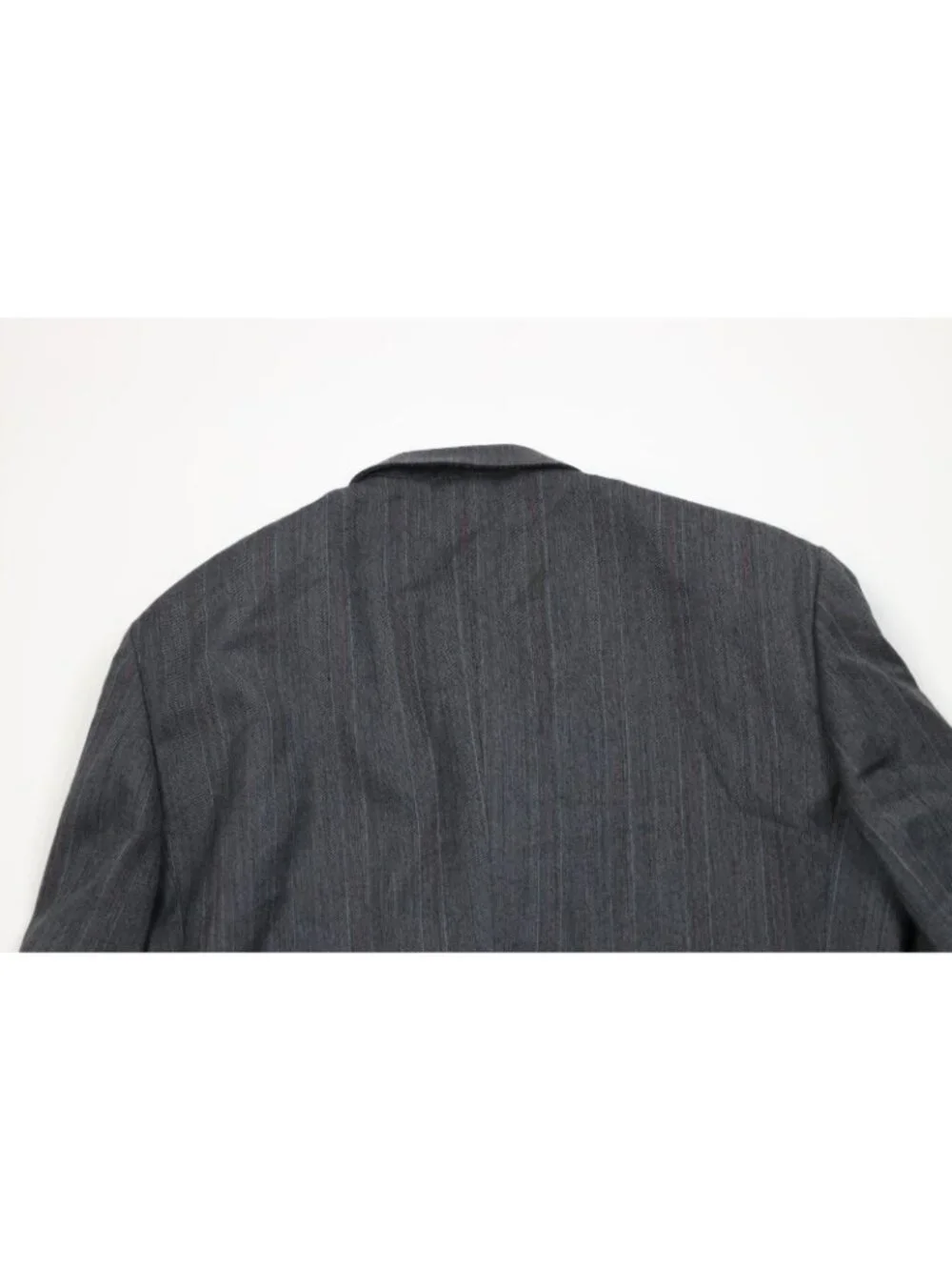 Vtg 80s 90s Mens 44R 2 Piece Wool Double Breasted Suit Striped Wide Leg 38x32